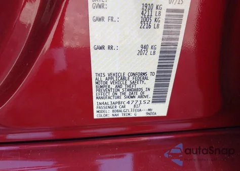 2015 Nissan Altima 2.5 S из США, поврежденный, VIN 1N4AL3AP8FC477152